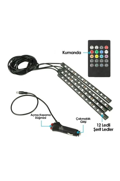 FRT Ottoman Ayak Altı Led 12 Ledli Lamba Sese Duyarlı Led Müziğe Duyarlı Led - 4