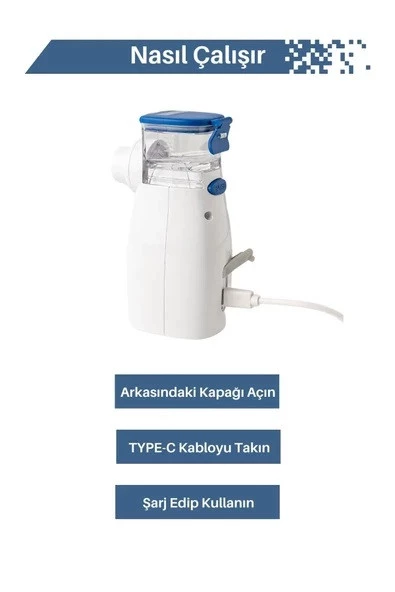 AC-4030 Şarjlı Mesh Nebulizatör Maske ve Ağızlık Hediyeli - Resim 4
