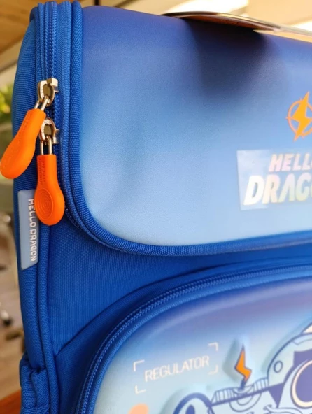 Hello Dragon Okul Çantası Omurga Koruyucu Mavi - Resim 4