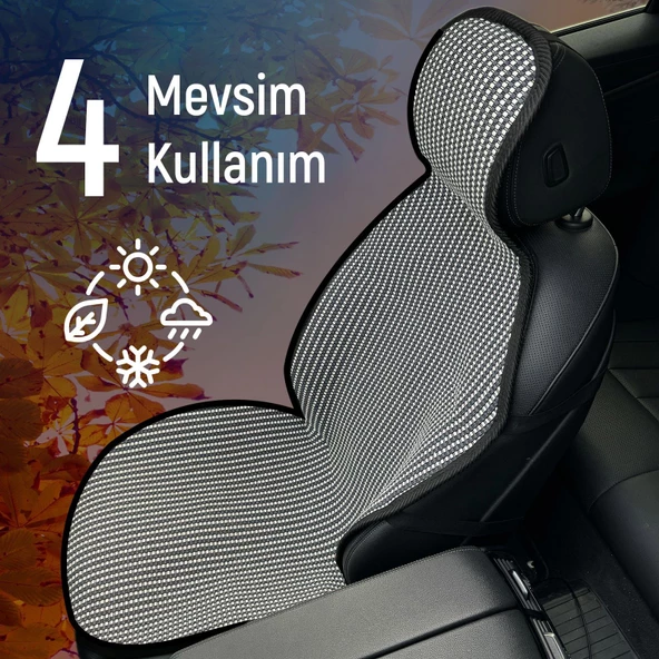 Kia Clarus Uyumlu Koltuk Kılıfı Minder Çizgili Füme Beyaz 2+1 Ön Arka Set - Resim 4