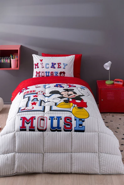 ÖZDİLEK Mickey Mouse Collage Tek Kişilik Disney Lisanslı Lastikli Fitted Çarşaf Çocuk Uyku Seti