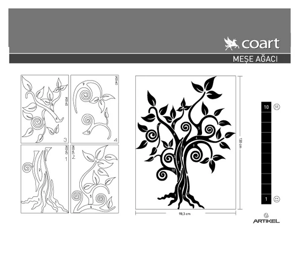 Meşe Ağacı Kadife Duvar Sticker 130X98 Cm - 4