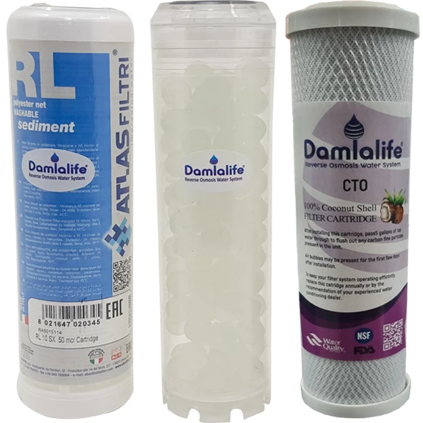 Atlas 10''inç Bina Daire Girişi Kuyu Su Arıtma 3Lü Yedek Filtre Seti - Resim 2