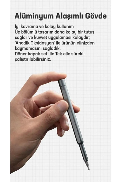 24 Parça Hassas Tornavida Seti -mıknatıslı & Alüminyum Kaplama - 5