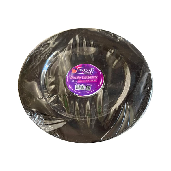 Kullan At Parti Davet Sunum Servis Plastik Sert Mika Tabak - 26 Cm. - Siyah - 6 Adetlik 5 Paket - Resim 2