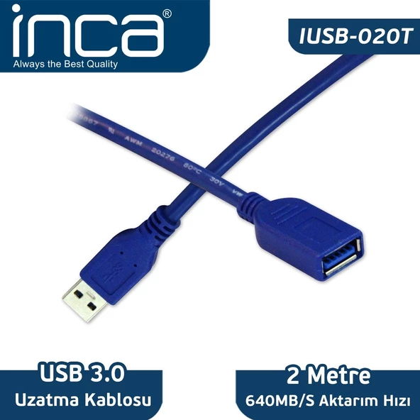Inca Iusb-020t Usb To Usb 3,0 2 Metre Uzatma Kablosu - 4