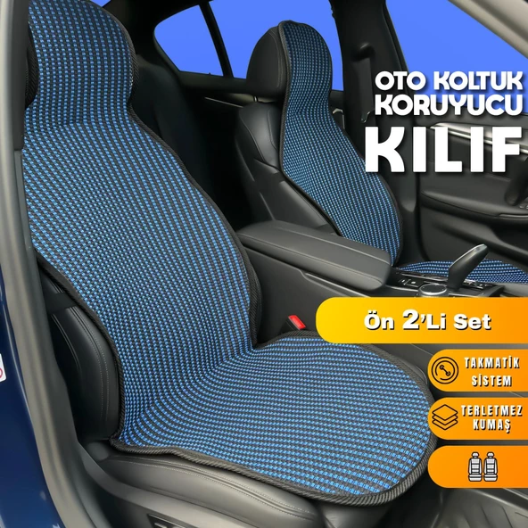 Honda Accord Uyumlu Koltuk Kılıfı Minder Çizgili Siyah Mavi 2+1 Ön Arka Set