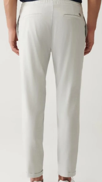 Avva Erkek Açık Gri Yandan Cepli Beli Lastikli Bağcıklı Relaxed Fit Rahat Kesim Jogger Pantolon E003000 - 2