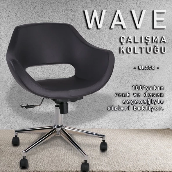 Wave Siyah Deri Ofis Çalışma Koltuğu - 3