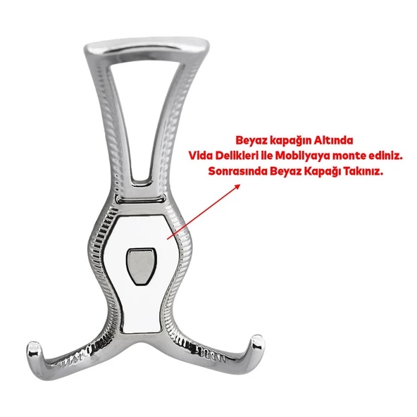 Portmanto Askı Metal Vestiyer Duvar Dolap Elbise Askısı Krom Beyaz Mobilya Askılığı Aparat - 4