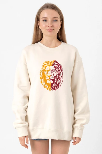 Sarı Kırmızı Aslan Ekru Kadın 2ip Sweatshirt ürün görseli 1