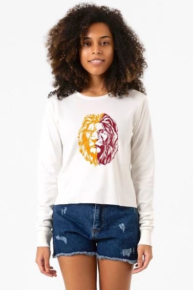 Sarı Kırmızı Aslan Ekru Ekstra Uzunkol Sweatshirt