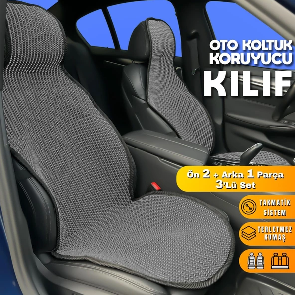 Dacia Logan Uyumlu Koltuk Kılıfı Minder Füme 2+1 Ön Arka Set