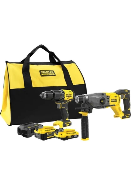 Stanley SFMCK216MDS 18V Fatmax V20 Kömürsüz Darbeli Matkap ve Sds-Plus Kırıcı (1-4.0 Ah), (1-2.0 Ah)