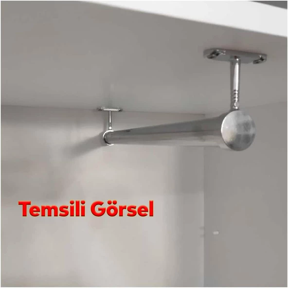 (2 ADET) Askı Flanşı Oval Dolap Boru Sabitleme Kıyafet Elbise Askı Flanş Aparatı Krom 75x25 mm - 4