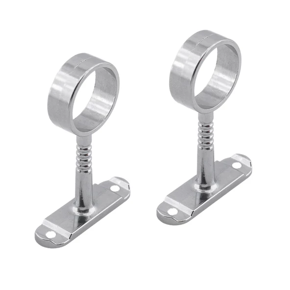 (2 ADET) Askı Flanşı Oval Dolap Boru Sabitleme Kıyafet Elbise Askı Flanş Aparatı Krom 75x25 mm - 5