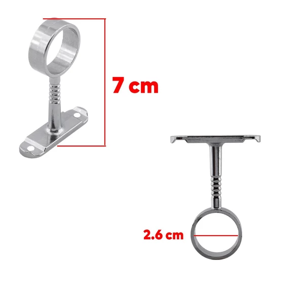 (2 ADET) Askı Flanşı Oval Dolap Boru Sabitleme Kıyafet Elbise Askı Flanş Aparatı Krom 75x25 mm - 2