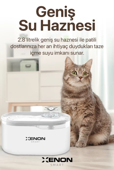 Xenon Smart Akıllı Otomatik Kedi Su Pınarı Şeffaf X8650 - 3