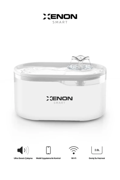 Xenon Smart Akıllı Kedi Köpek Şeffaf Su Pınarı / Su Kabı Wi-Fi Destekli