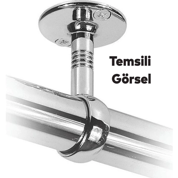 (2 ADET) Askı Flanşı Oval Dolap Boru Sabitleme Kıyafet Elbise Askı Flanş Aparatı Krom 75x25 mm - 3