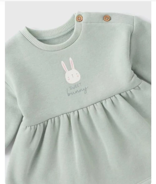 Tavşanlı Kışlık Kız Bebek Elbise - 3