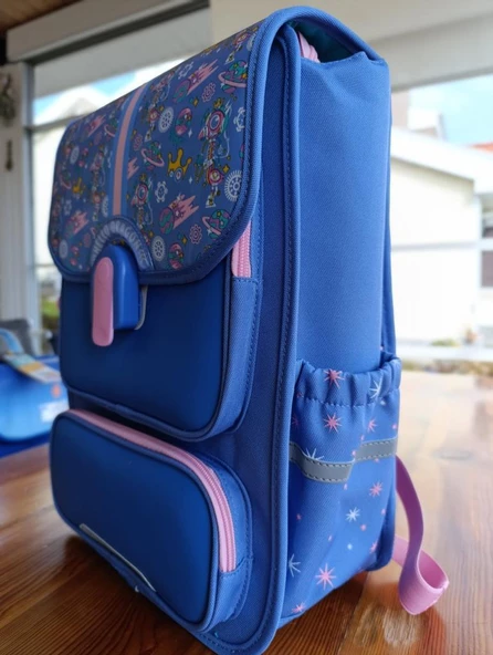 Hello Dragon Okul Çantası Omurga Koruyucu Mavi Pembe - Resim 11