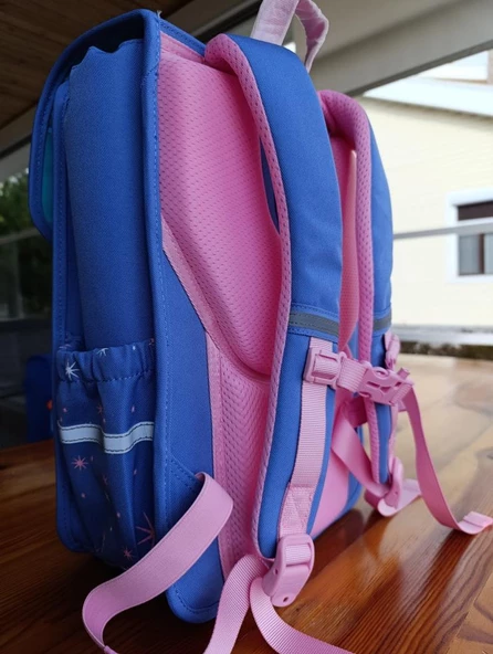 Hello Dragon Okul Çantası Omurga Koruyucu Mavi Pembe - Resim 2