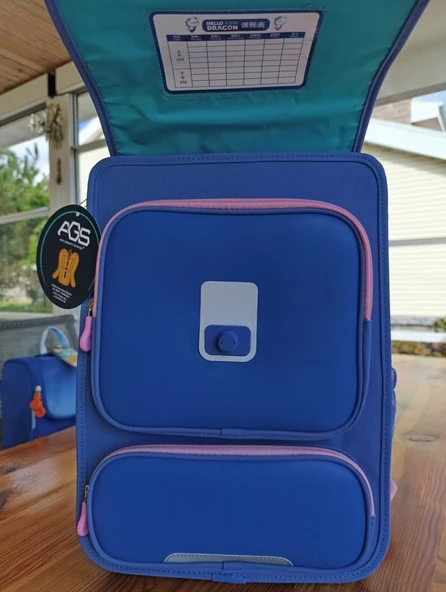 Hello Dragon Okul Çantası Omurga Koruyucu Mavi Pembe - Resim 6