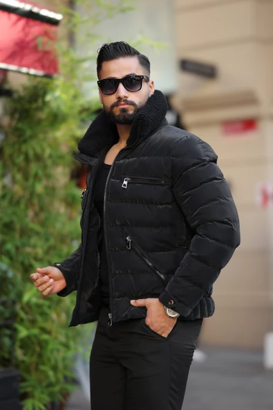 ERKEK YAKASI KÜRKLÜ KIŞLIK ŞİŞME MONT - 2