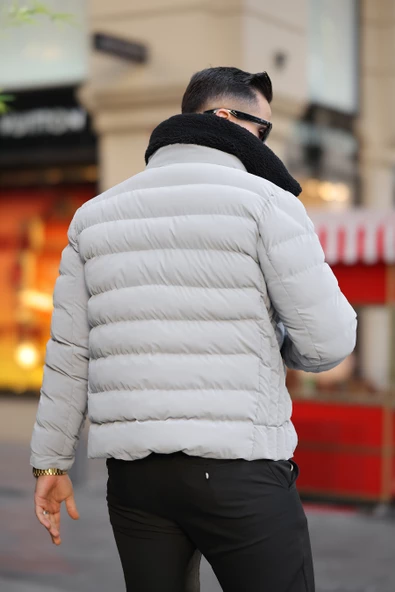 ERKEK YAKASI KÜRKLÜ KIŞLIK ŞİŞME MONT - 12