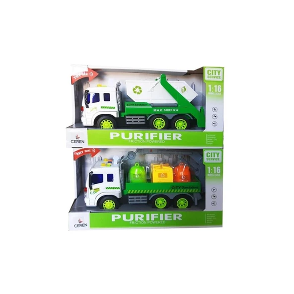 Ctoy Işıklı Sesli Ve Sürtmeli Temizlik Kamyonu 28 Cm (Karışık Model 1 Adet)