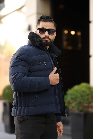ERKEK YAKASI KÜRKLÜ KIŞLIK ŞİŞME MONT - 8
