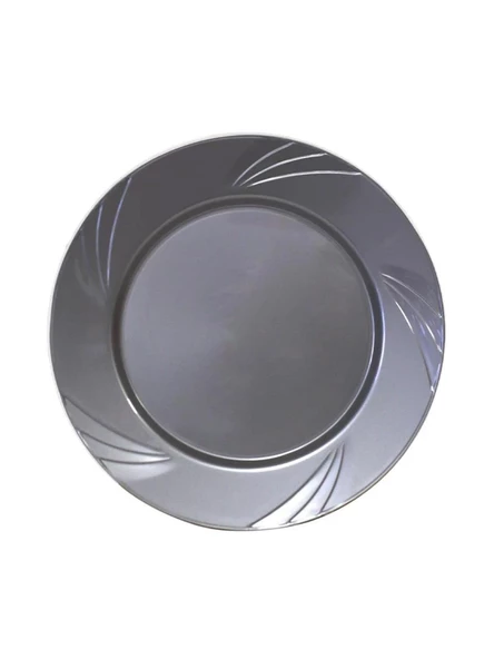 Kullan At Parti Davet Sunum Servis Plastik Sert Mika Tabak - 26 Cm. - Gümüş - 6 Adetlik 10 Paket - Resim 3