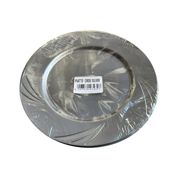 Kullan At Parti Davet Sunum Servis Plastik Sert Mika Tabak - 26 Cm. - Gümüş - 6 Adetlik 10 Paket - Resim 2