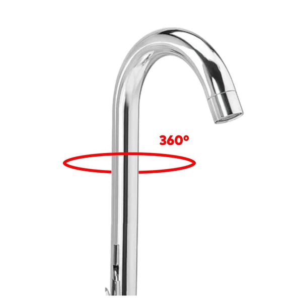 Lavabo Mutfak Musluk Batarya Kuğu Metal Lüks Uzun Evye Borusu Krom Su 360° Dönen Kaliteli Dayanıklı - 5