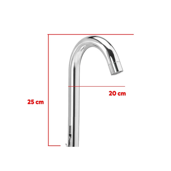 Lavabo Mutfak Musluk Batarya Kuğu Metal Lüks Uzun Evye Borusu Krom Su 360° Dönen Kaliteli Dayanıklı - 3