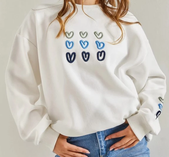 Bianco Lucci Kadın Üç İplik Şardonlu Kalp Baskılı Sweatshirt