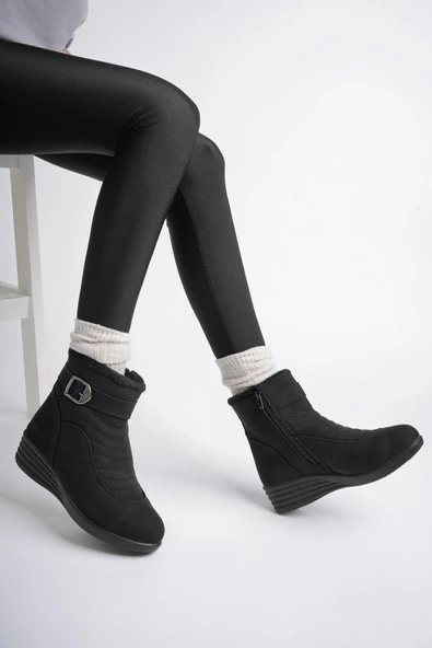 Muggo MELİNDA Garantili Fermuarlı Soğuk Geçirmez Kaydırmaz Hafif Taban Kadın Bot (36-42 Numara) - Resim 3