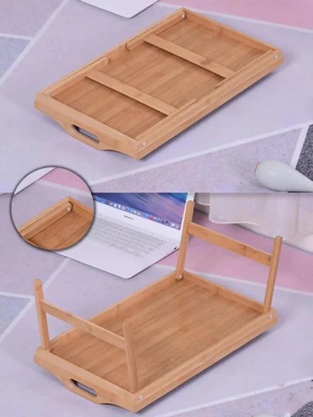 Kapris Katlanır Ayaklı Bambu Tepsi 50X30 Cm KAP-112 - 2