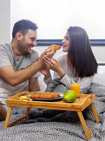 Kapris Katlanır Ayaklı Bambu Tepsi 50X30 Cm KAP-112 - 3