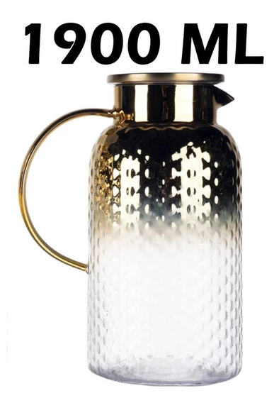 Borosilikat 1900 ML Yaldızlı Kapaklı Sürahi Karaf Napoli - 2