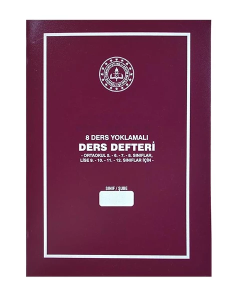 Gülpaş 8 Ders Yoklamalı Ders Defteri Bordo Plastik Kapak 384