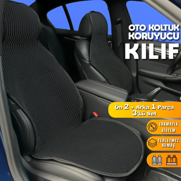 Fiat Tempra Uyumlu Koltuk Kılıfı Minder Siyah 2+1 Ön Arka Set