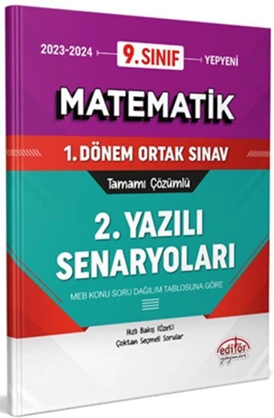 9. Sınıf Matematik 1. Dönem Ortak Sınavı 2. Yazılı Senaryoları Tamamı Çözümlü Editör Yayınları