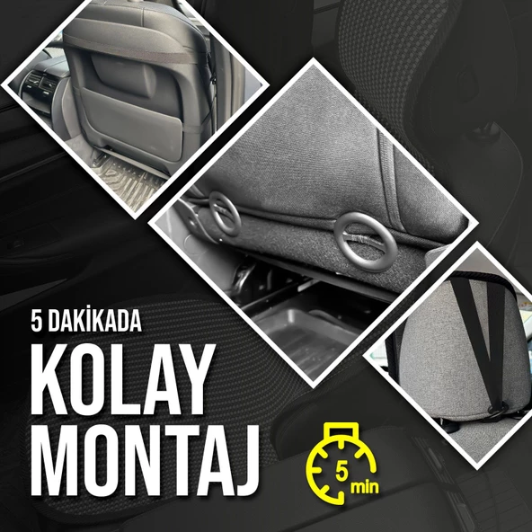 Skoda Favorit Uyumlu Koltuk Kılıfı Minder Krem 2+1 Ön Arka Set - 2