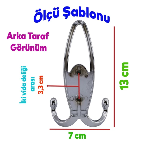 Portmanto Vestiyer Duvar Askısı Metal Dolap Elbise Askılığı Krom - Krom Kapak - 2