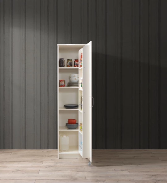 Çok Amaçlı Tek Kapaklı Mutfak Erzak Kiler Dolabı 45x52x180cm - Resim 3