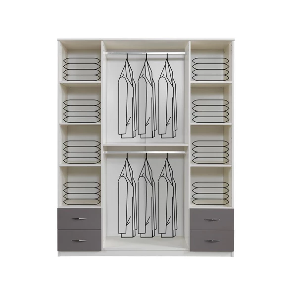 Bella 4 Kapılı Gardırop Aynalı Çekmeceli 170x55x210 - 3