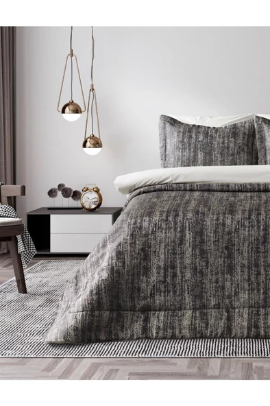 Doqu Home Çift Kişilik Yatak Örtüsü Talia Antrasit
