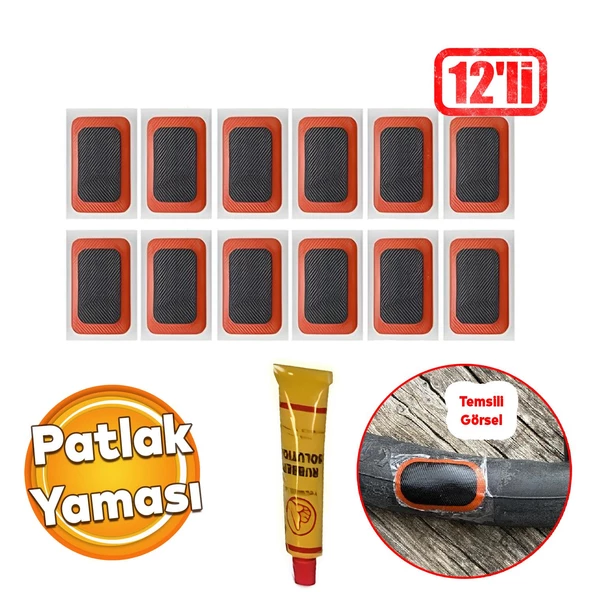 Solüsyonlu İç Lastik Soğuk Yaması Şambrel Şamyel Patlak Tamiri Bisiklet Yapıştırma 12'li Paket